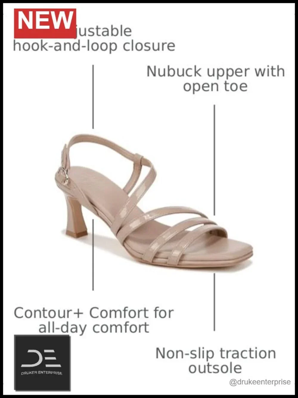 Women's Leather Sandals with Hook-and-Loop Closure